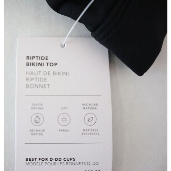 Athleta Women's Sz Small Black Riptide Bikini Top, Best For D-DD Cups - Picture 5 of 7